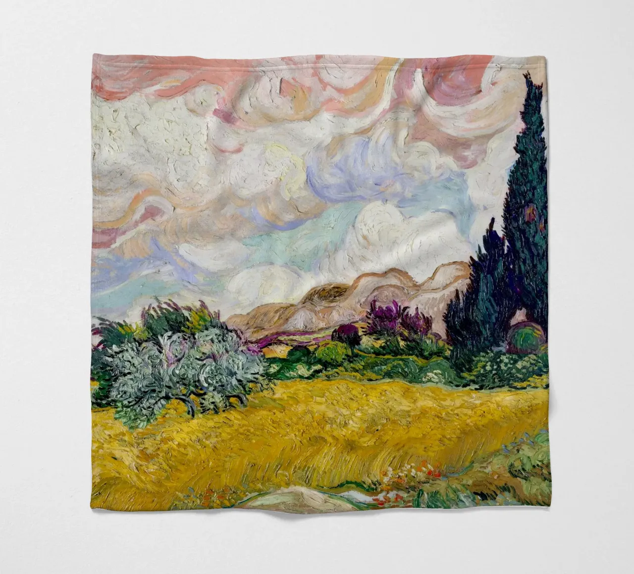 Van Gogh's Wheat Field with Cypresses - Post-Impressionism A fleece blanket by NorwesClub