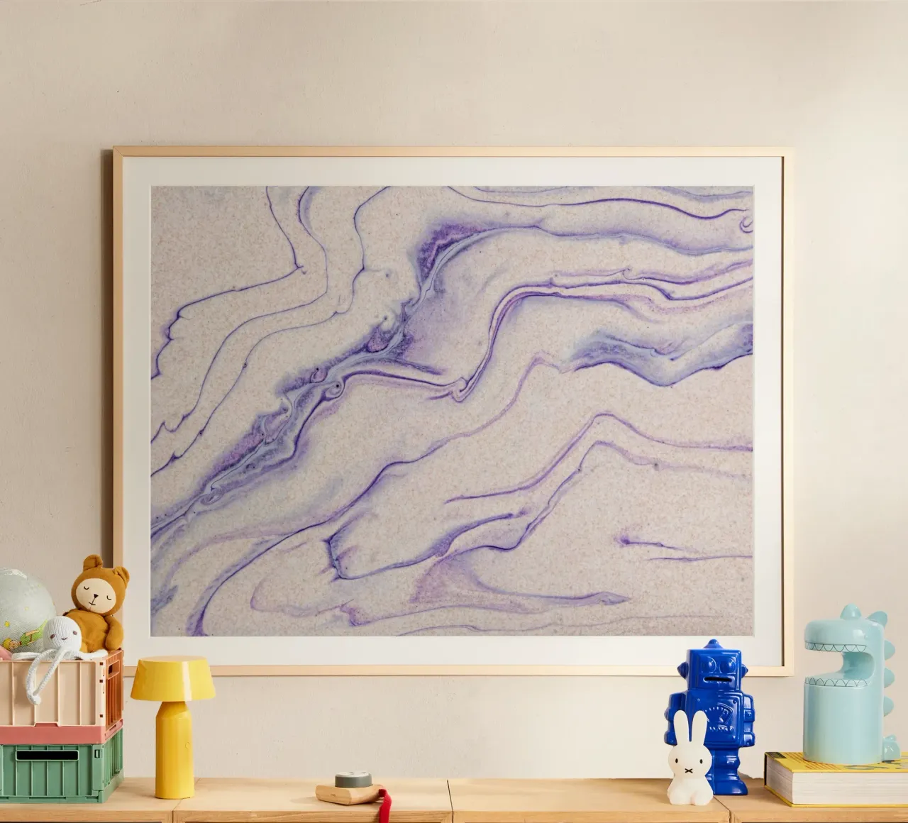 Lila Marmorstrudel - Abstraktes Fluid Kunstdruck Poster mit Aluminium Rahmen von NorwesClub