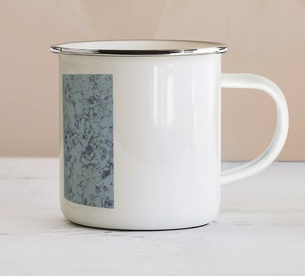 Aqua Blauw & Zilver Abstract - Textured Modern Art Print emaille mok van NorwesClub
