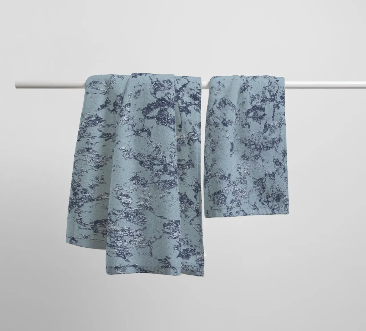 Aqua Blue & Silver Abstract - Textured Modern Art Print towel by NorwesClub