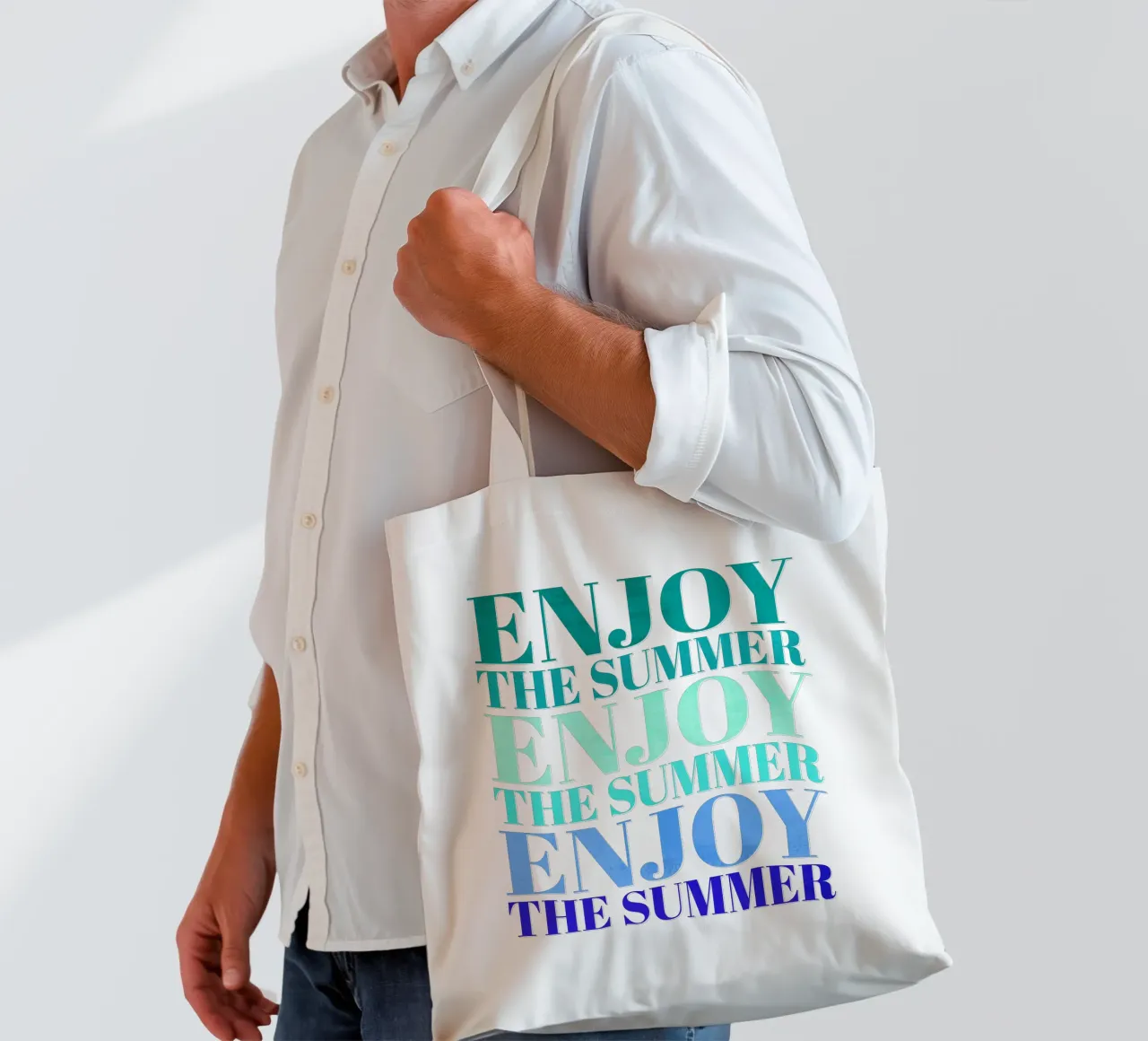 Enjoy the summer. Happy vibes with typography. borsa in juta da CalliLetters