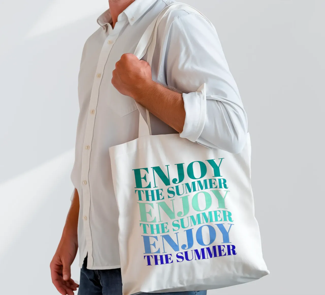 Enjoy the summer. Happy vibes with typography. borsa in juta da CalliLetters
