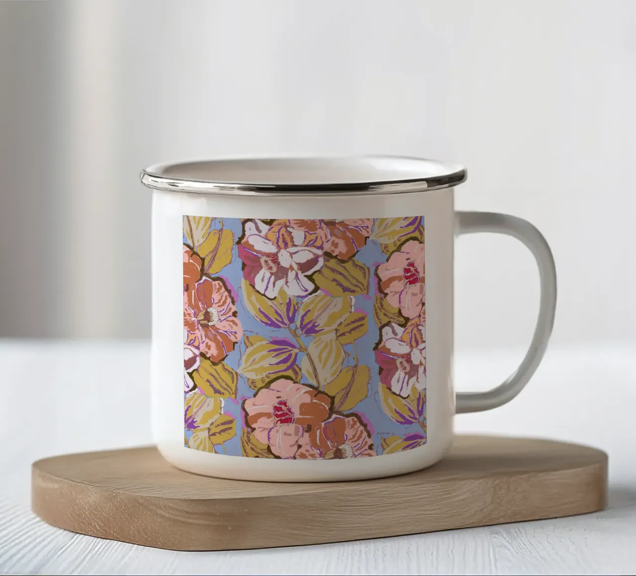 Motivo floreale Art Nouveau - Design botanico d'epoca tazza in smalto da NorwesClub