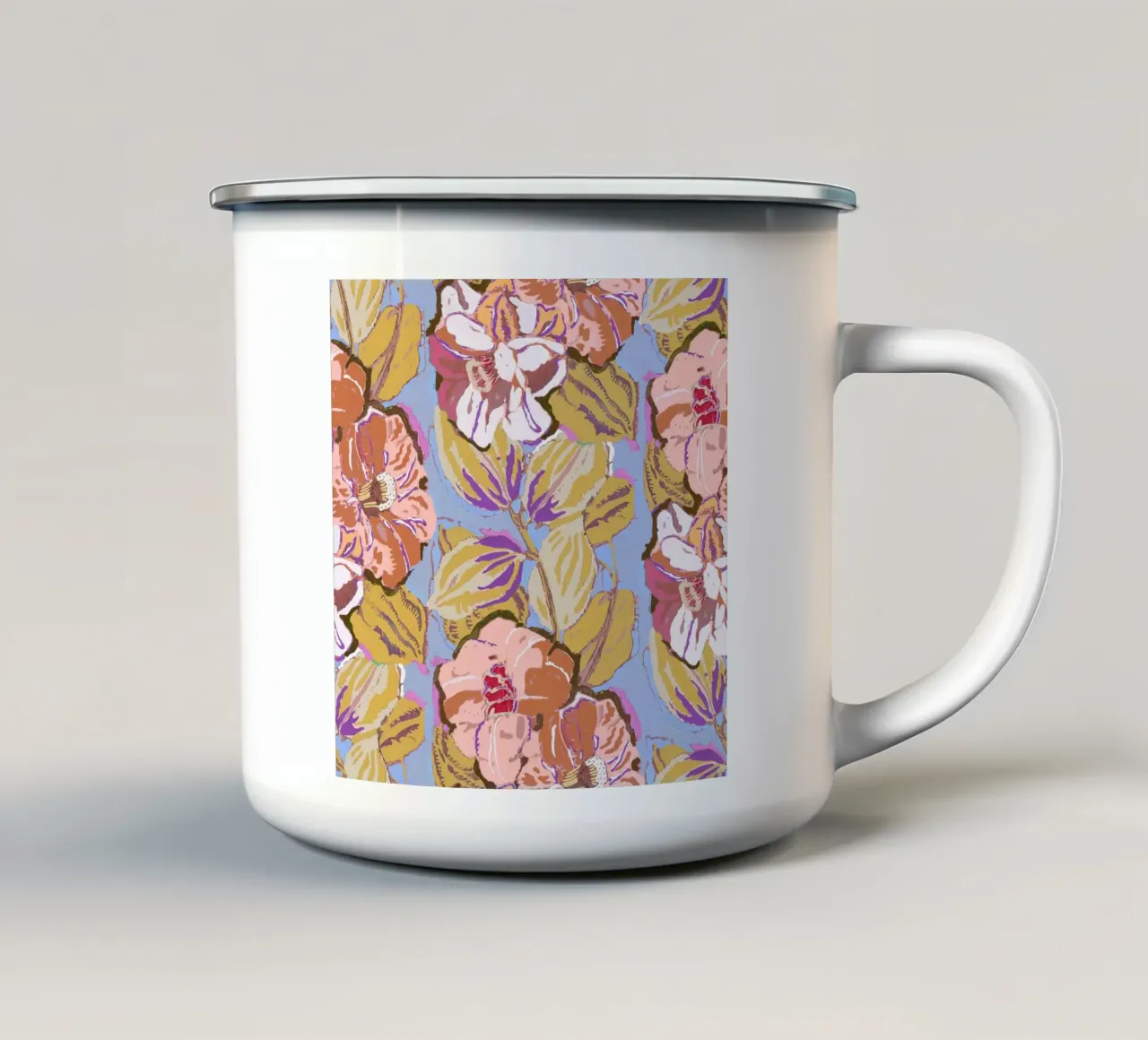 Motivo floreale Art Nouveau - Design botanico d'epoca tazza in smalto da NorwesClub