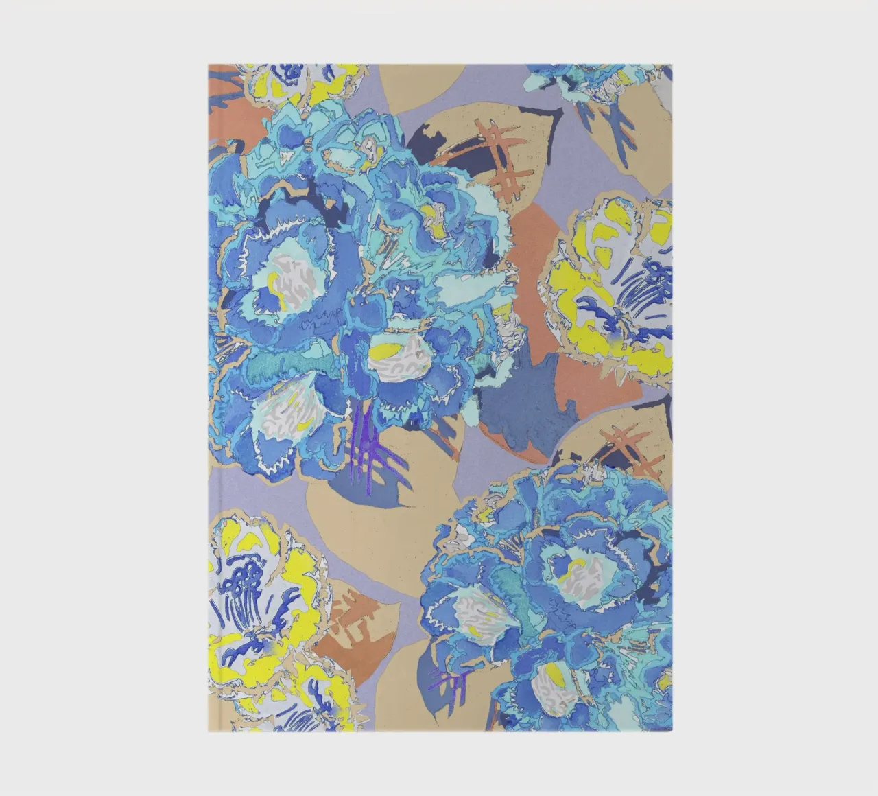 Motif floral bleu et jaune vibrant - Art moderne abstrait carnet de notes de NorwesClub