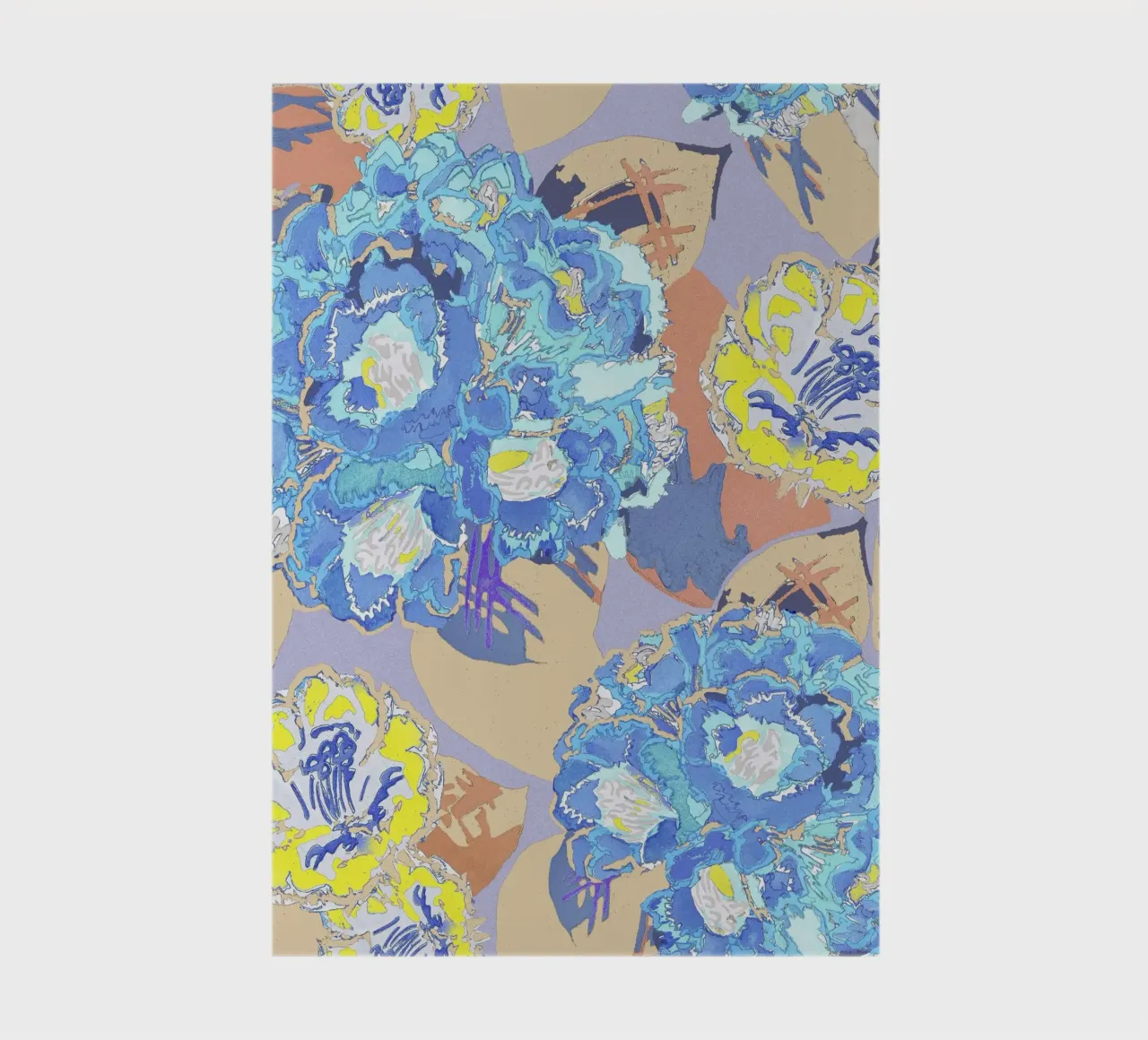 Motif floral bleu et jaune vibrant - Art moderne abstrait carnet de notes de NorwesClub