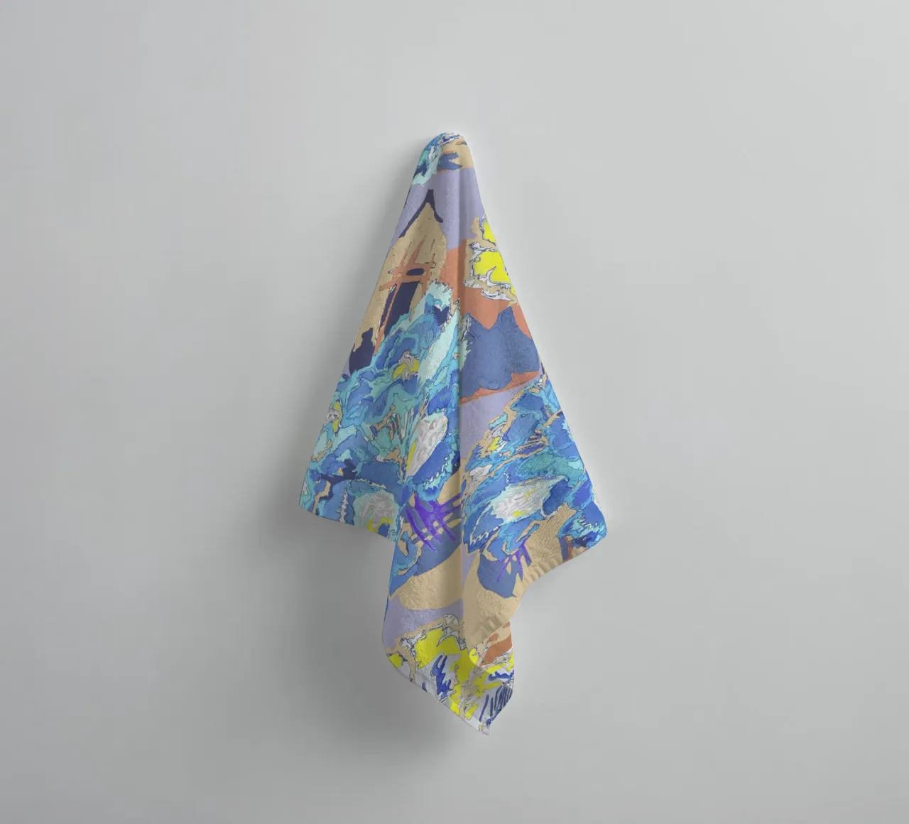 Motif floral bleu et jaune vibrant - Art moderne abstrait serviette de bain de NorwesClub