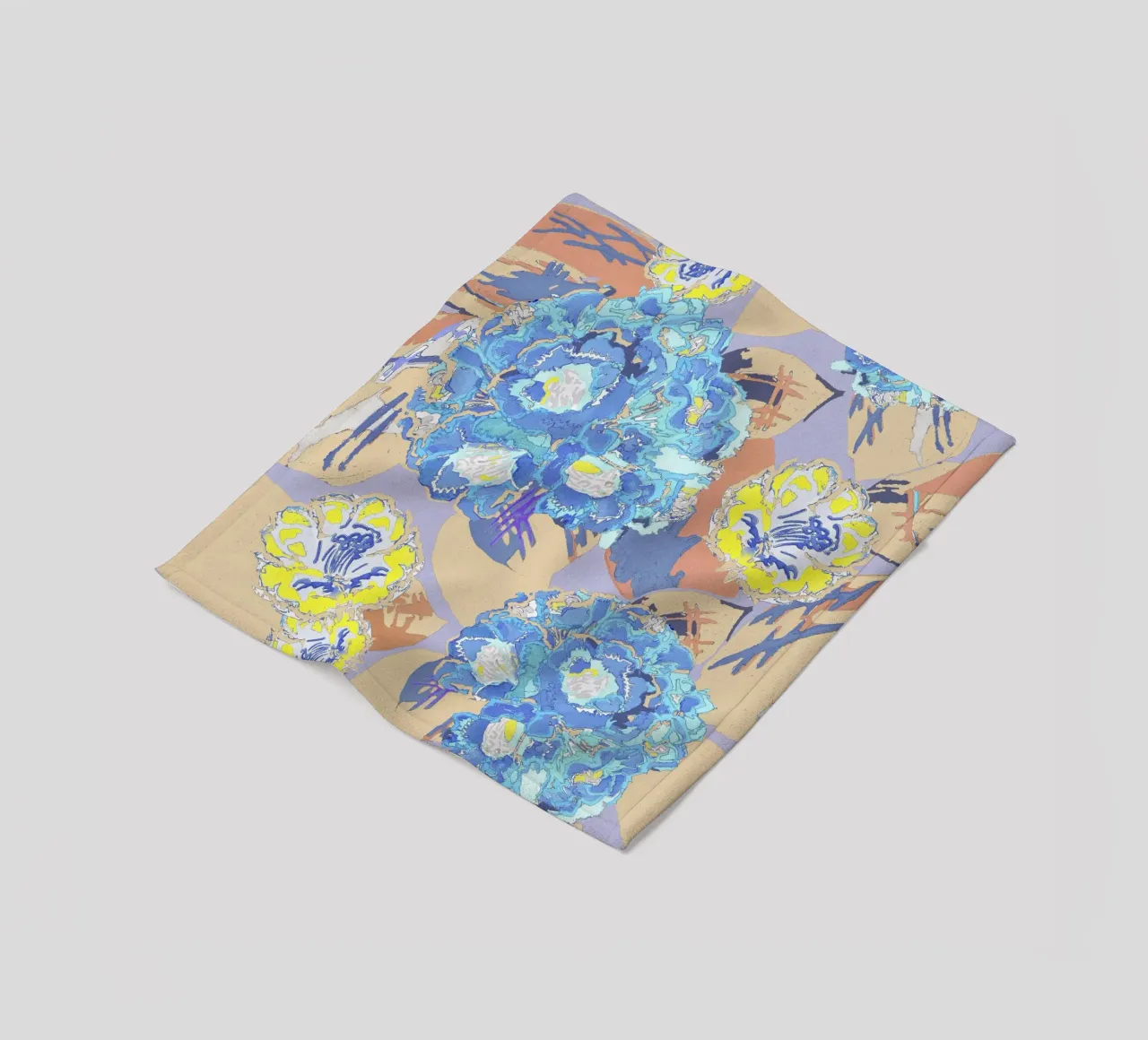 Levendig Blauw & Geel Bloemenpatroon - Abstracte Moderne Kunst fleecedeken van NorwesClub