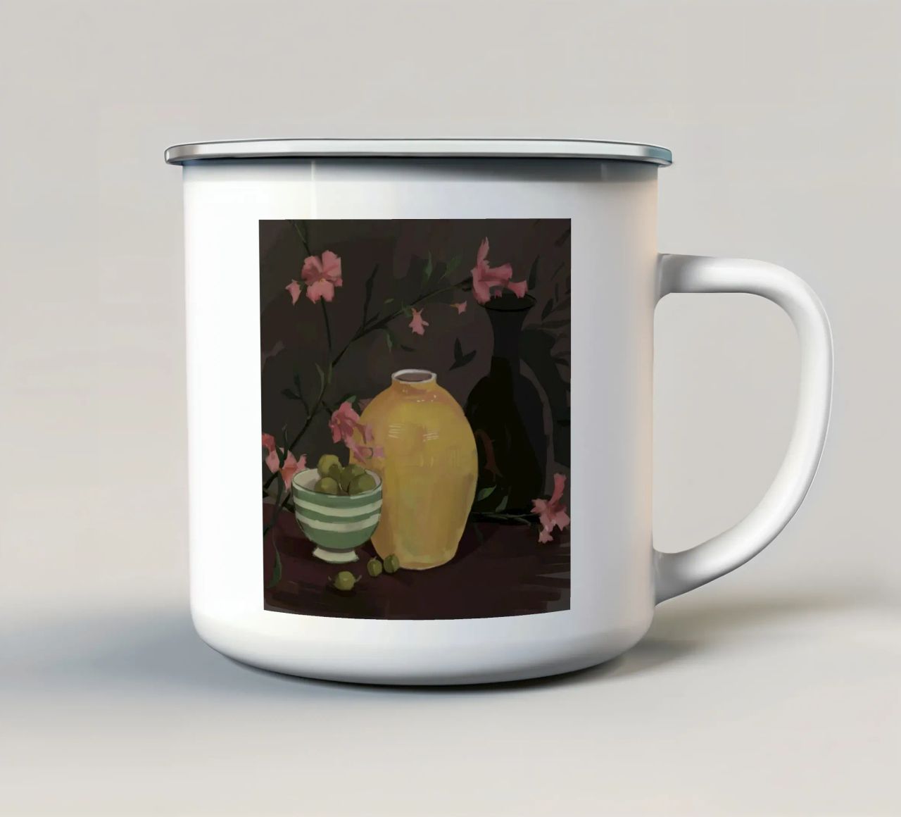 Tonalità floreali antiche tazza in smalto da Opal Strokes