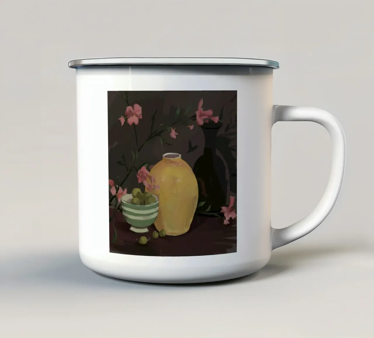 Tonalità floreali antiche tazza in smalto da Opal Strokes