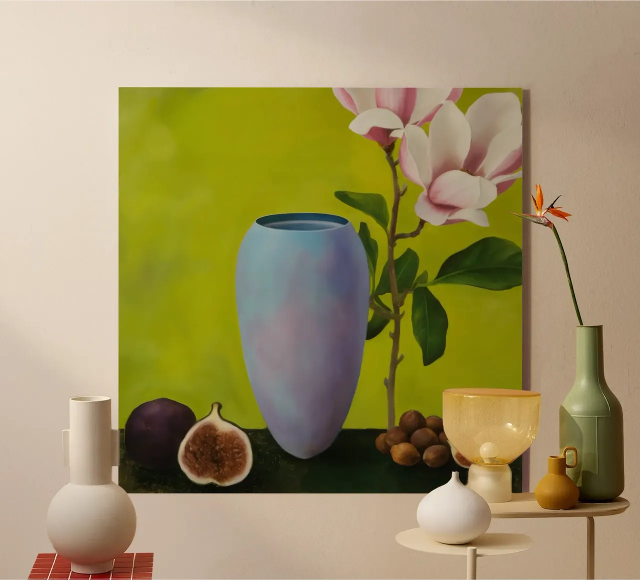 Luminous Magnolia Figs acrylic glass by Opal Strokes