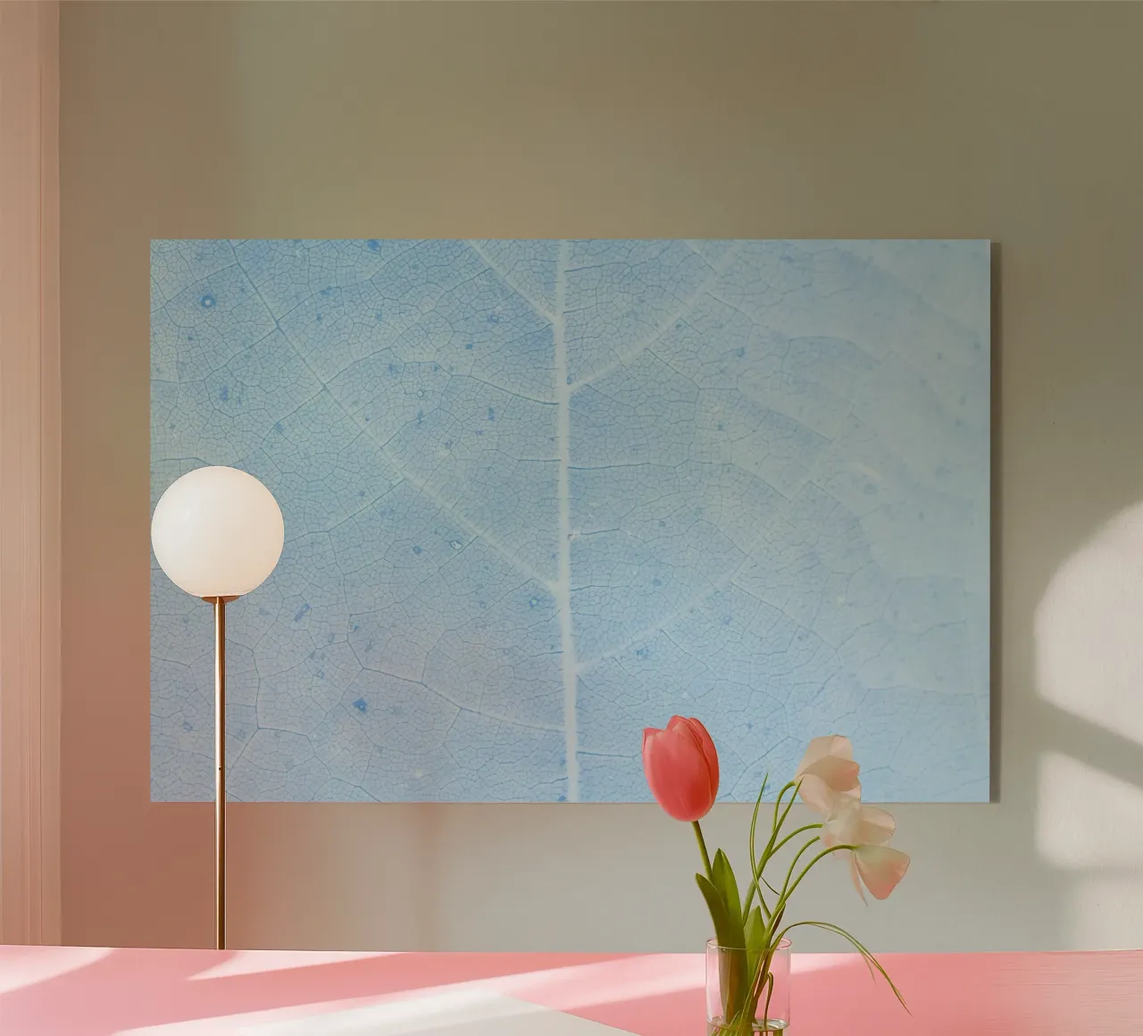 Aqua Leaf Veins Macro - Serene Nature Abstract Print metacrilato de NorwesClub
