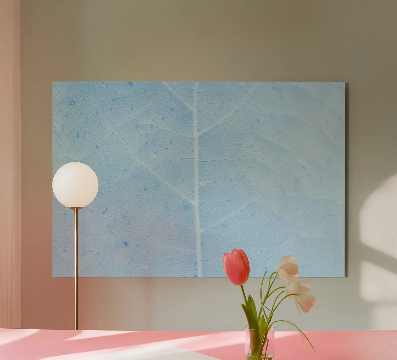 Aqua Leaf Veins Macro - Serene Nature Abstract Print aluminio dibond de NorwesClub