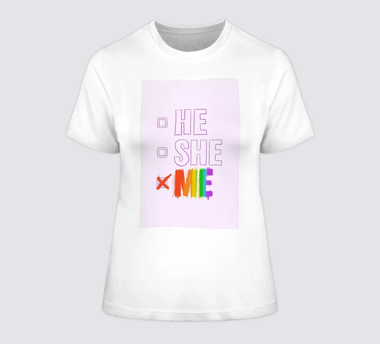 HE/SHE/ME women's fitted t-shirt by Studio One