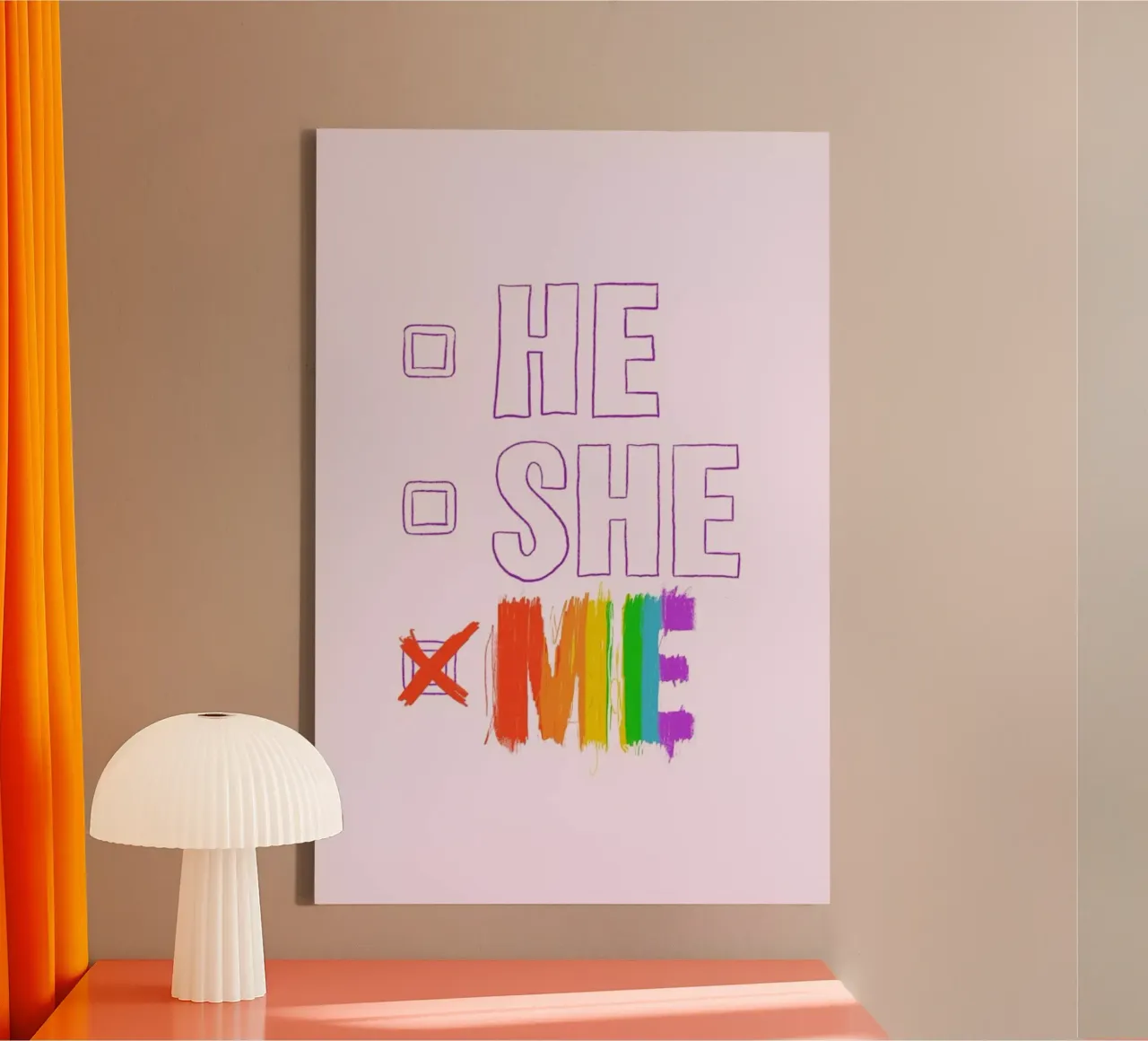 HE/SHE/ME canvas met Baklijst van Studio One