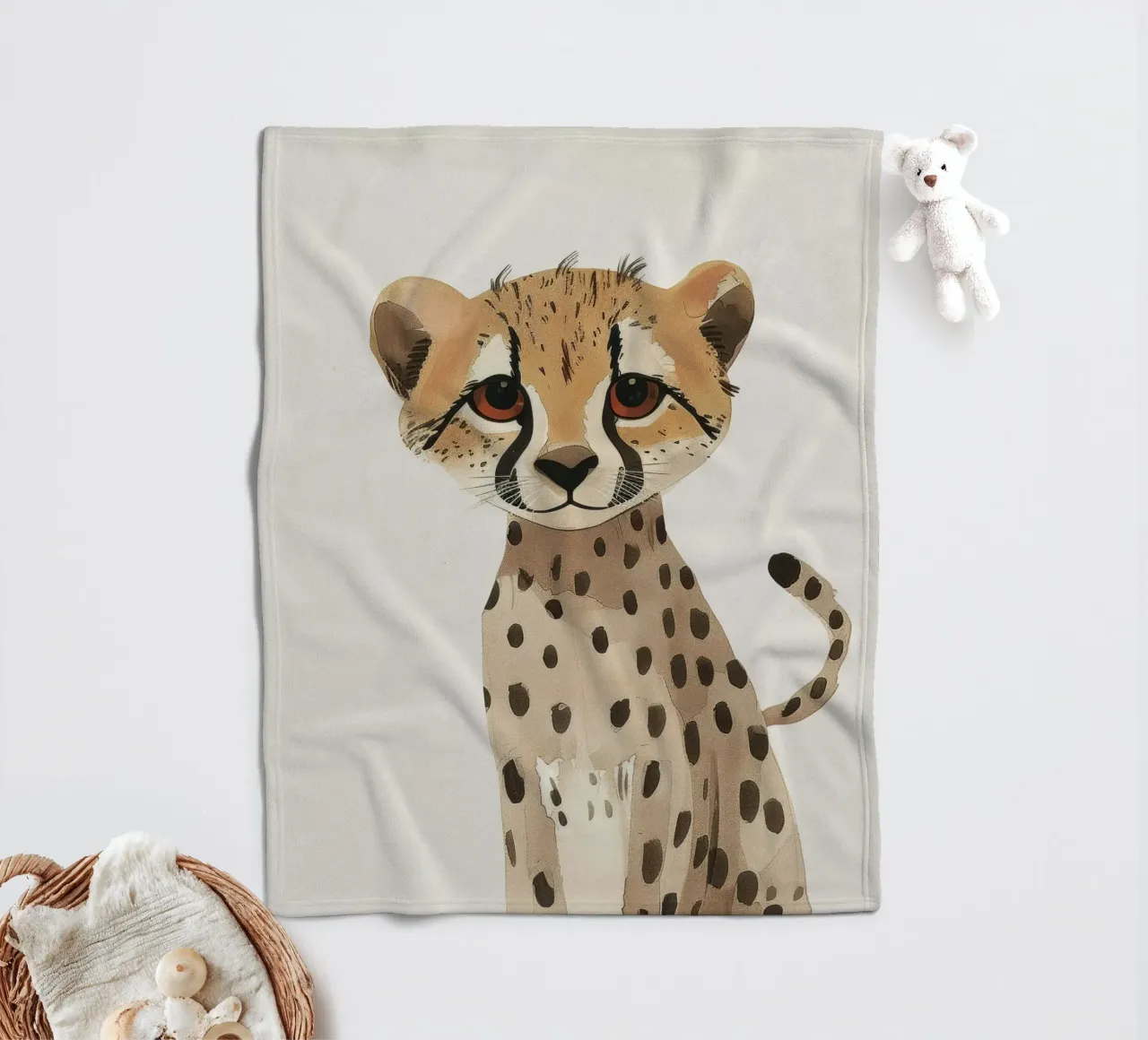 Cucciolo di ghepardo in Watercolor Bliss coperta in pile da DesignDoodle