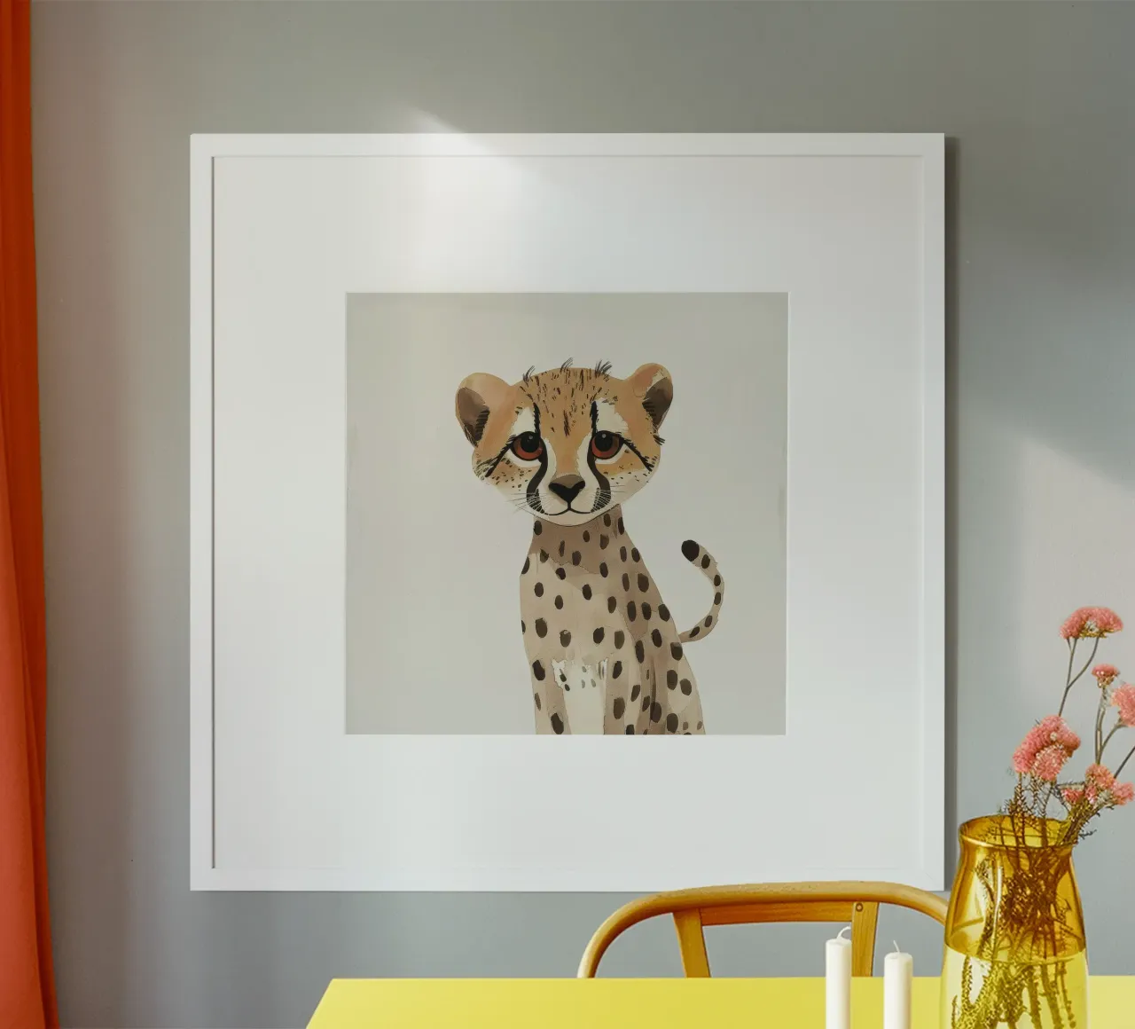 Cucciolo di ghepardo in Watercolor Bliss poster con telaio in plastica da DesignDoodle