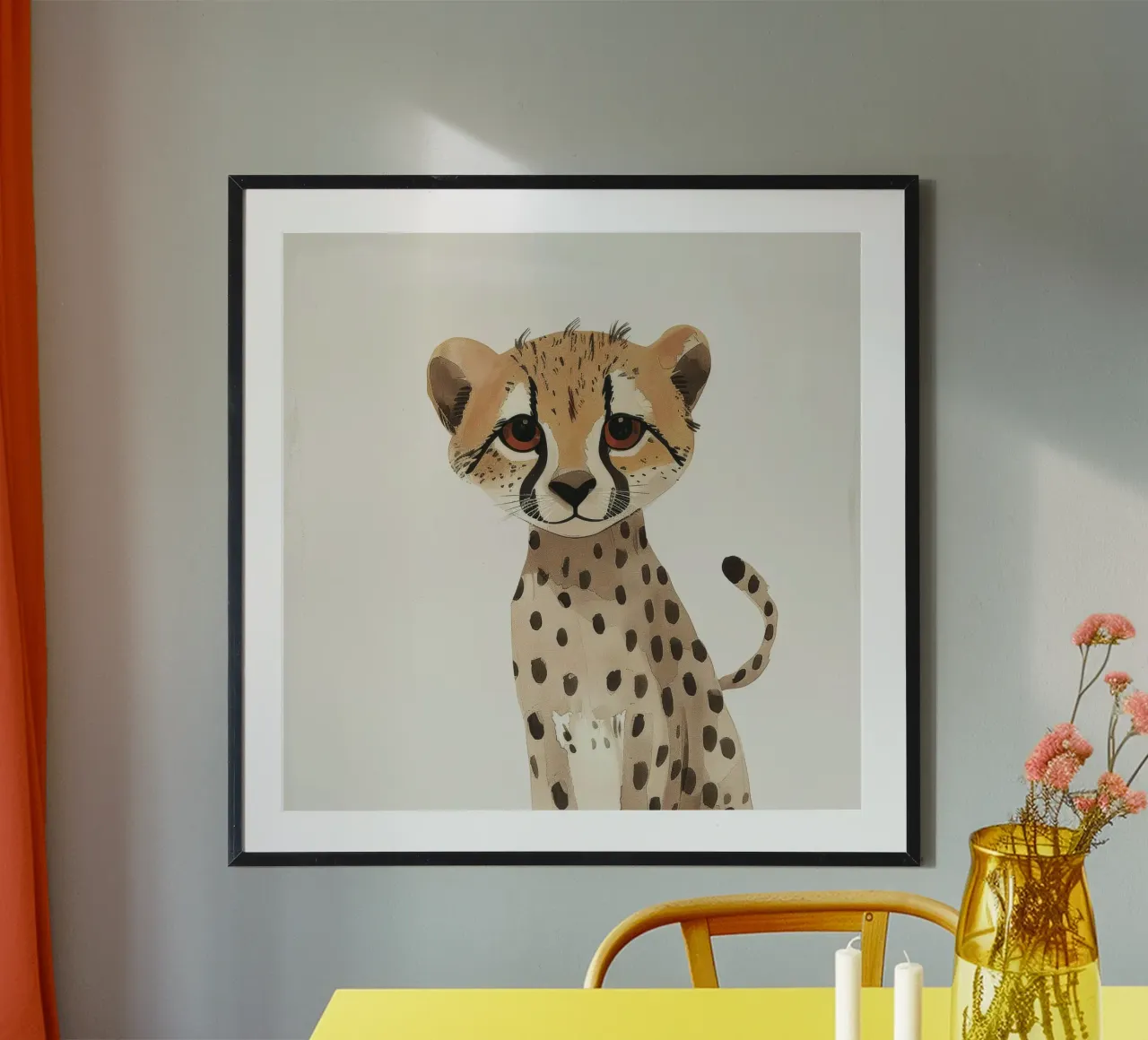 Cucciolo di ghepardo in Watercolor Bliss poster con telaio in plastica da DesignDoodle
