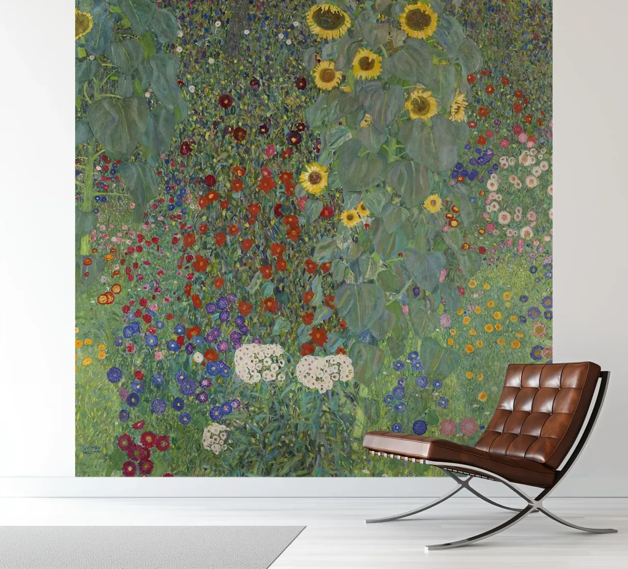 Jardín de flores de Gustav Klimt - Art Nouveau Floral Masterpiec papel para pared de NorwesClub