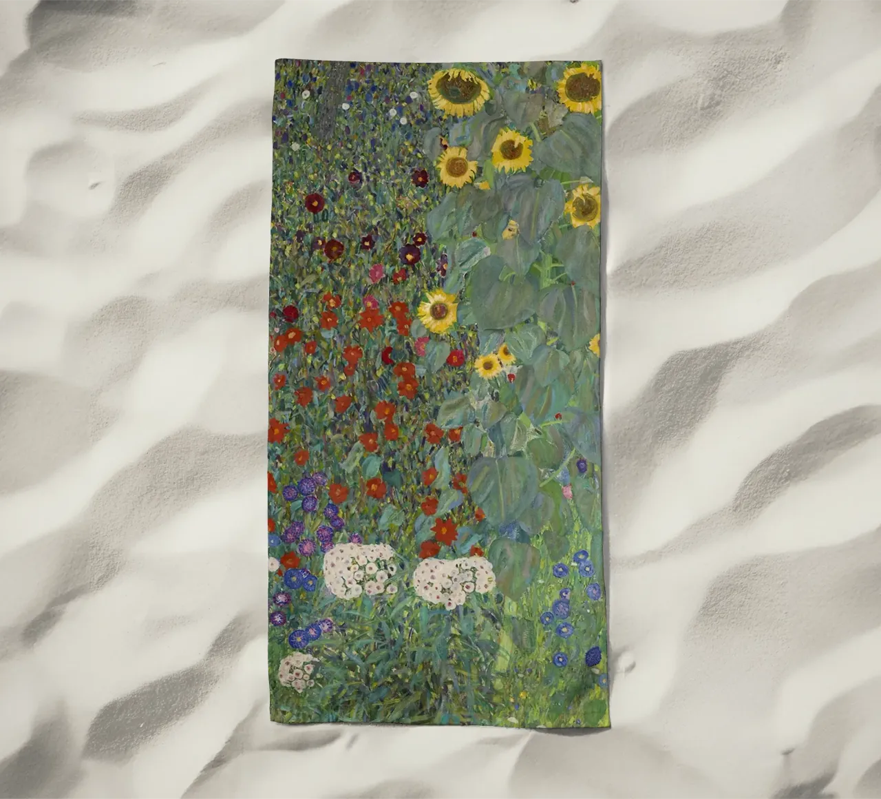 Gustav Klimt's Flower Garden - Art Nouveau Floral Masterpiec beach towel by NorwesClub