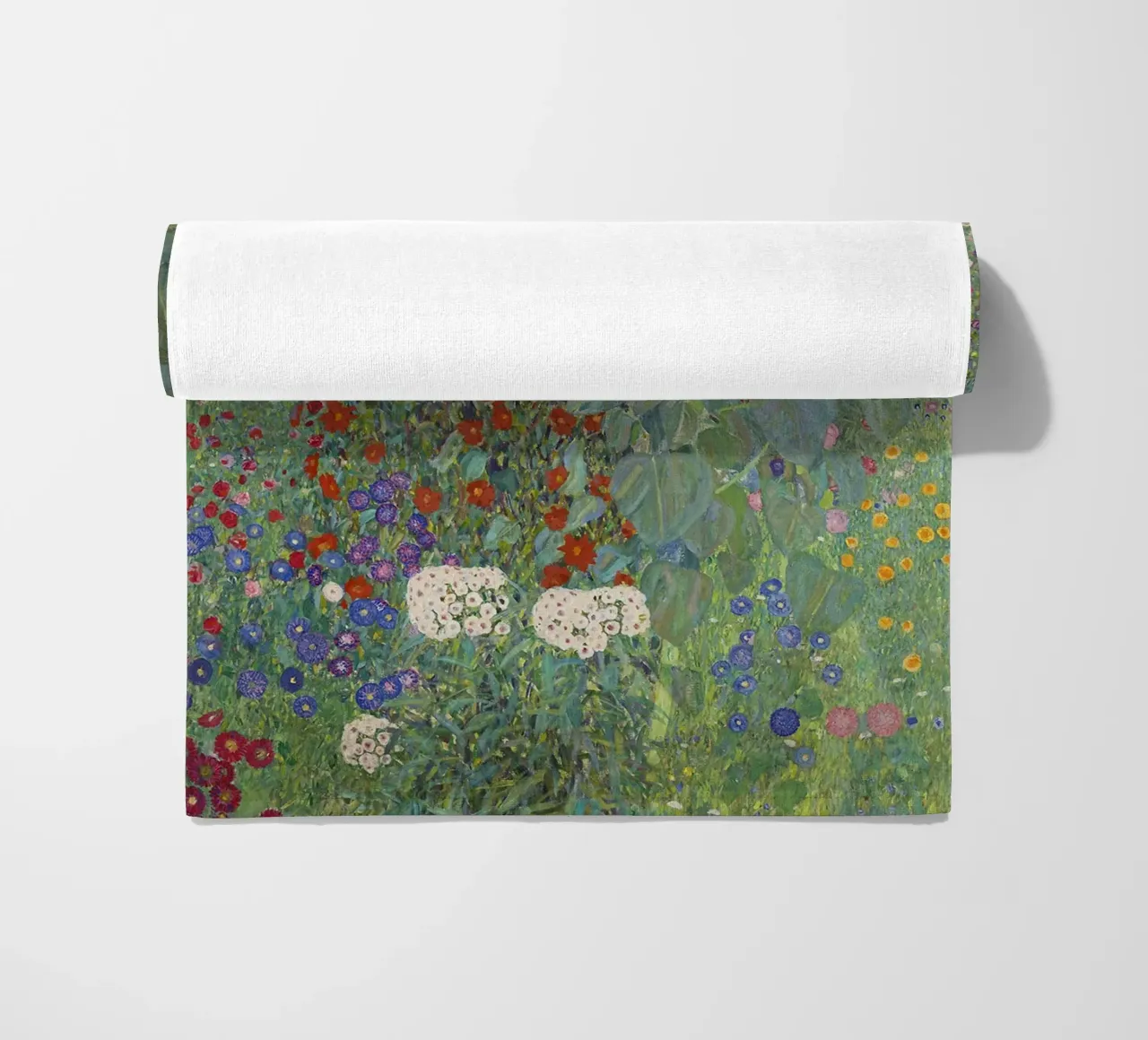 Gustav Klimt's Flower Garden - Art Nouveau Floral Masterpiec beach towel by NorwesClub