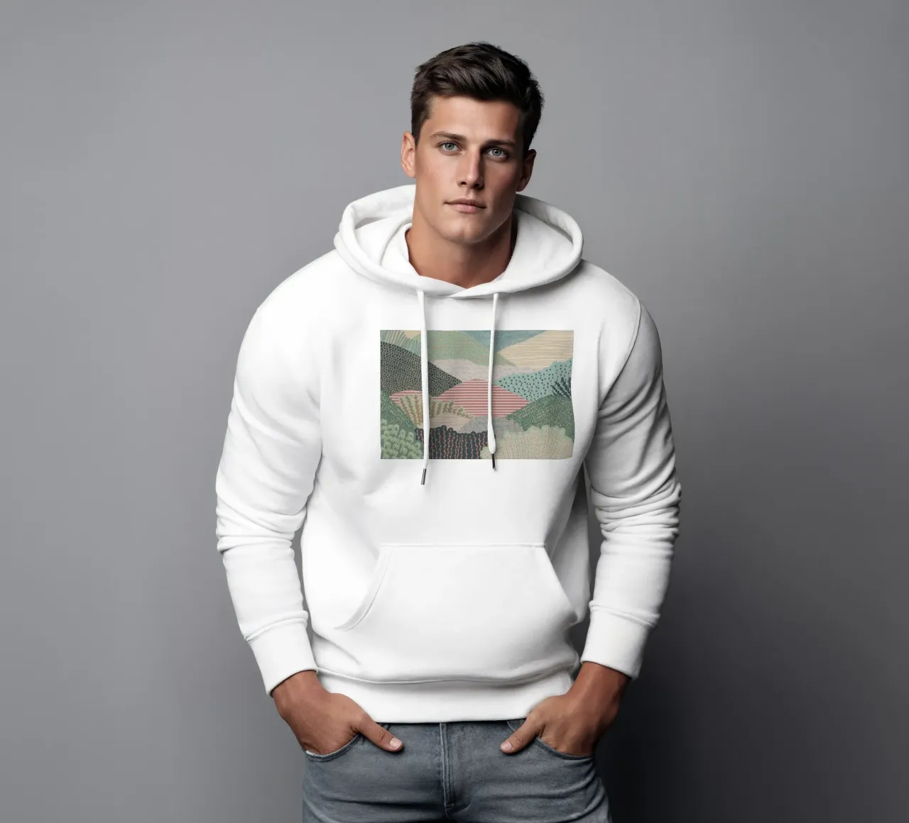 Abstract Patterned Hills - Impresión artística de un paisaje moderno sudadera con capucha de NorwesClub