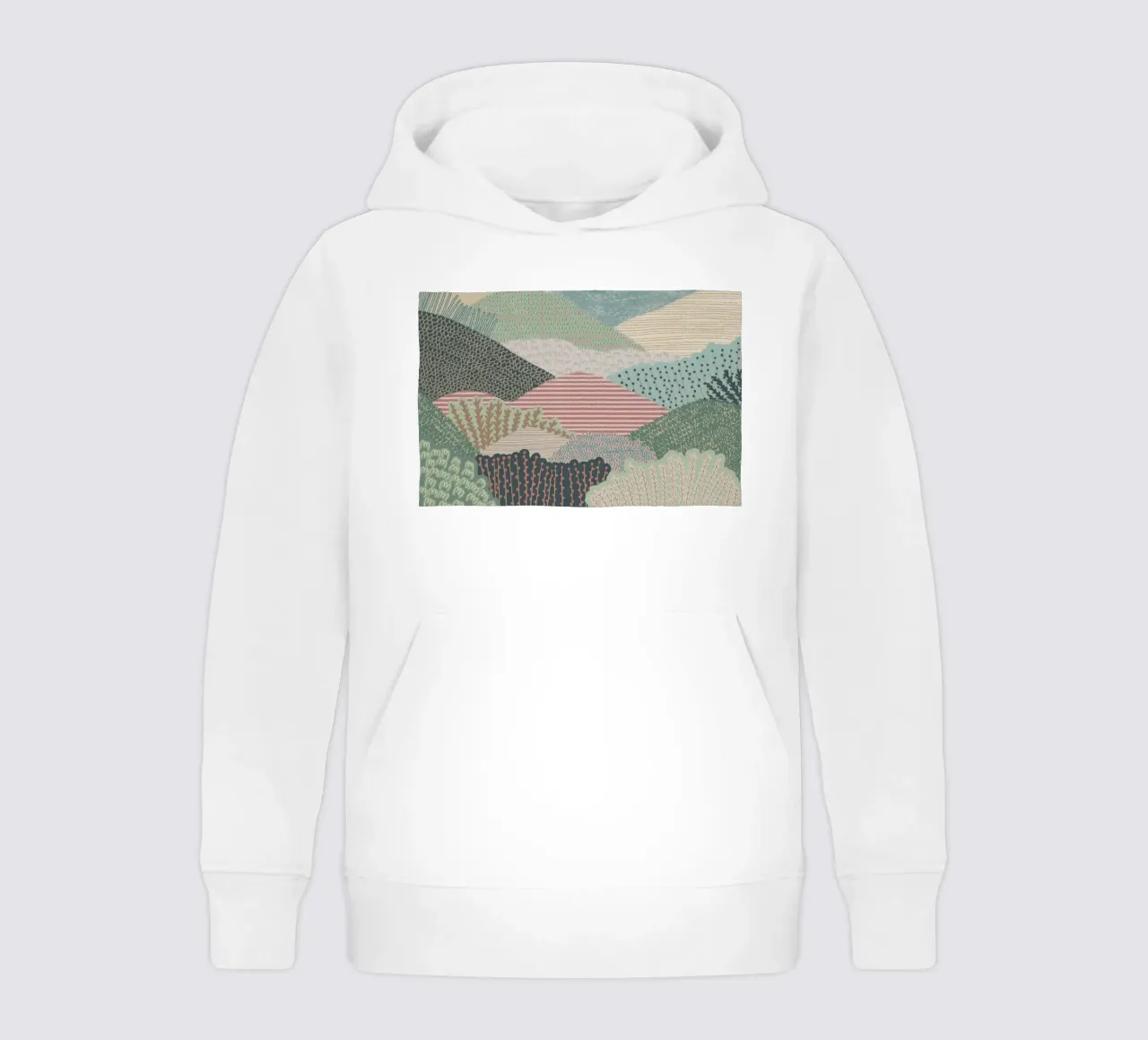 Abstract Patterned Hills - Impresión artística de un paisaje moderno sudadera con capucha para niño de NorwesClub