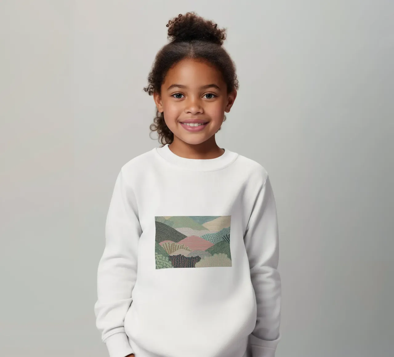 Abstract Patterned Hills - Impresión artística de un paisaje moderno sudadera para niño de NorwesClub