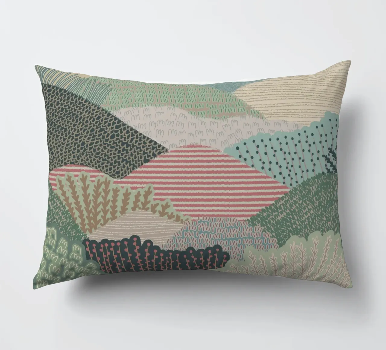 Abstrakte gemusterte Hügel - Moderne Landschaft Kunstdruck Kissen von NorwesClub