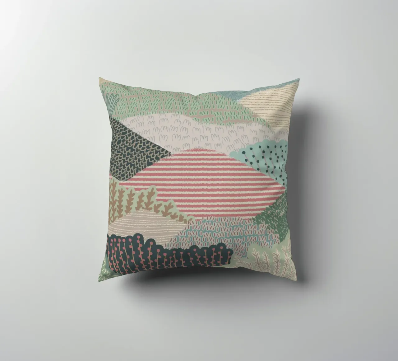 Abstrakte gemusterte Hügel - Moderne Landschaft Kunstdruck Kissen von NorwesClub