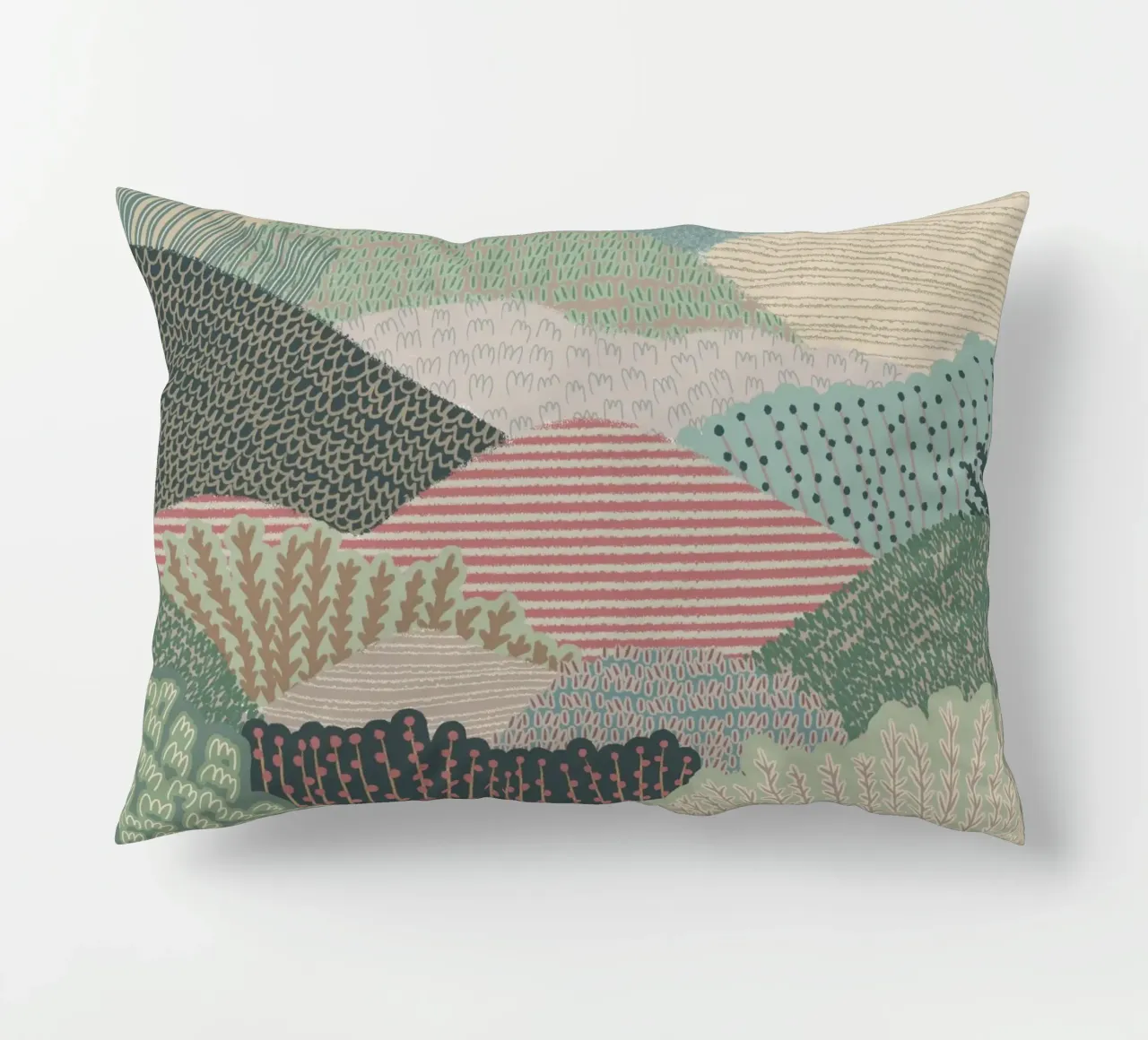 Abstrakte gemusterte Hügel - Moderne Landschaft Kunstdruck Kissen von NorwesClub