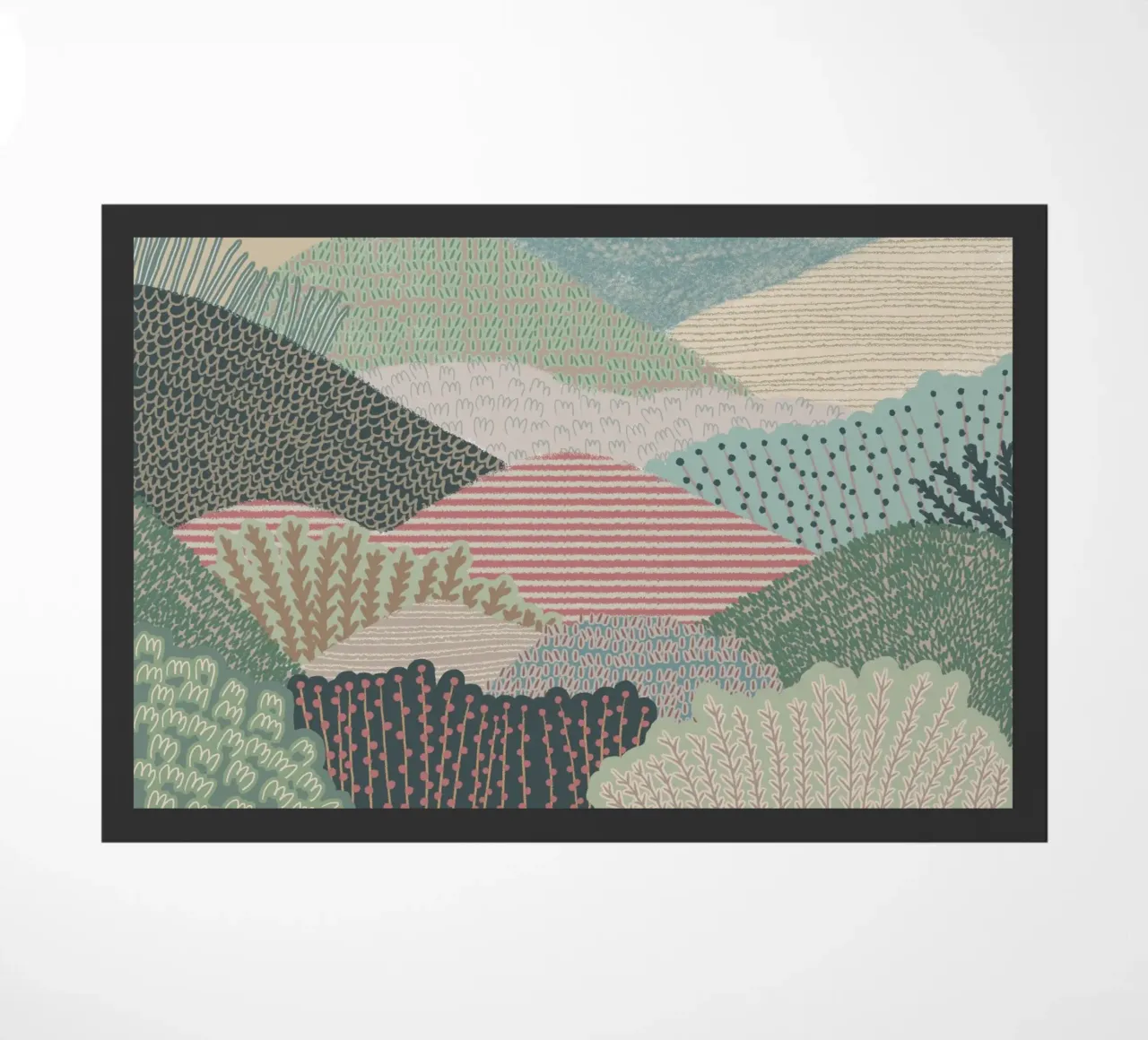 Abstract Patterned Hills - Modern Landscape Art Print doormat by NorwesClub