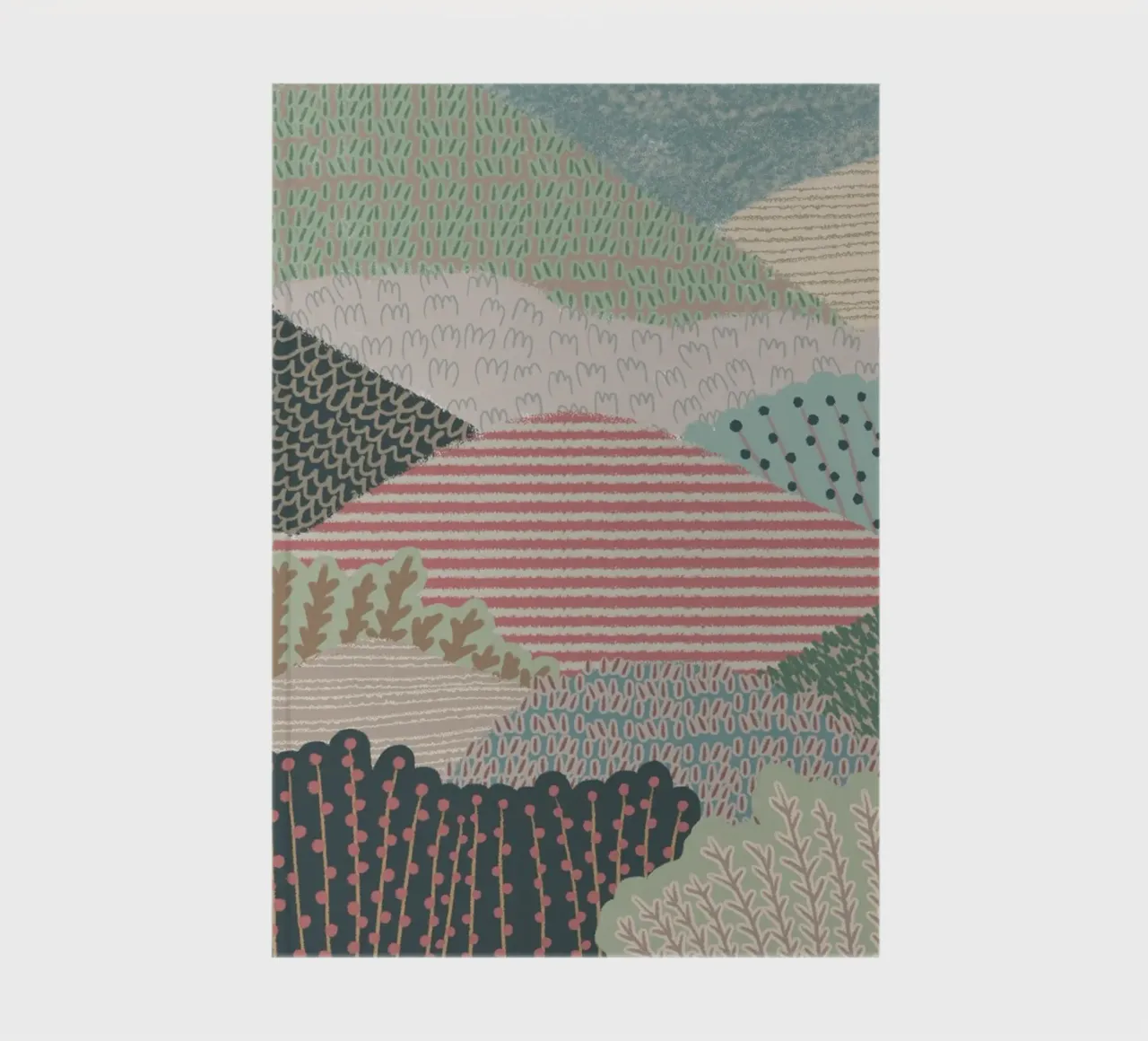 Abstract Patterned Hills - Modern Landscape Art Print notebook by NorwesClub