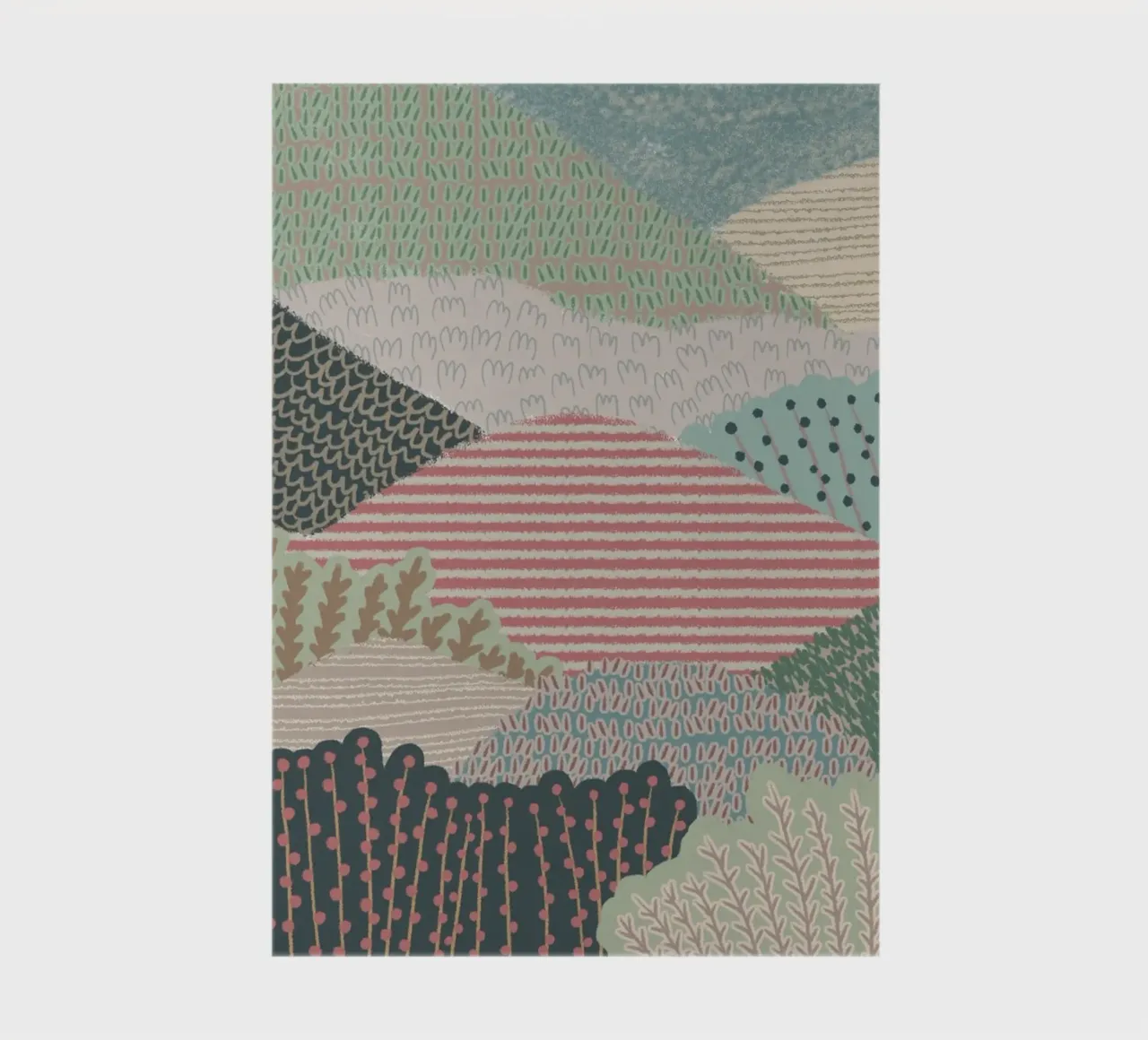 Abstract Patterned Hills - Modern Landscape Art Print notebook by NorwesClub