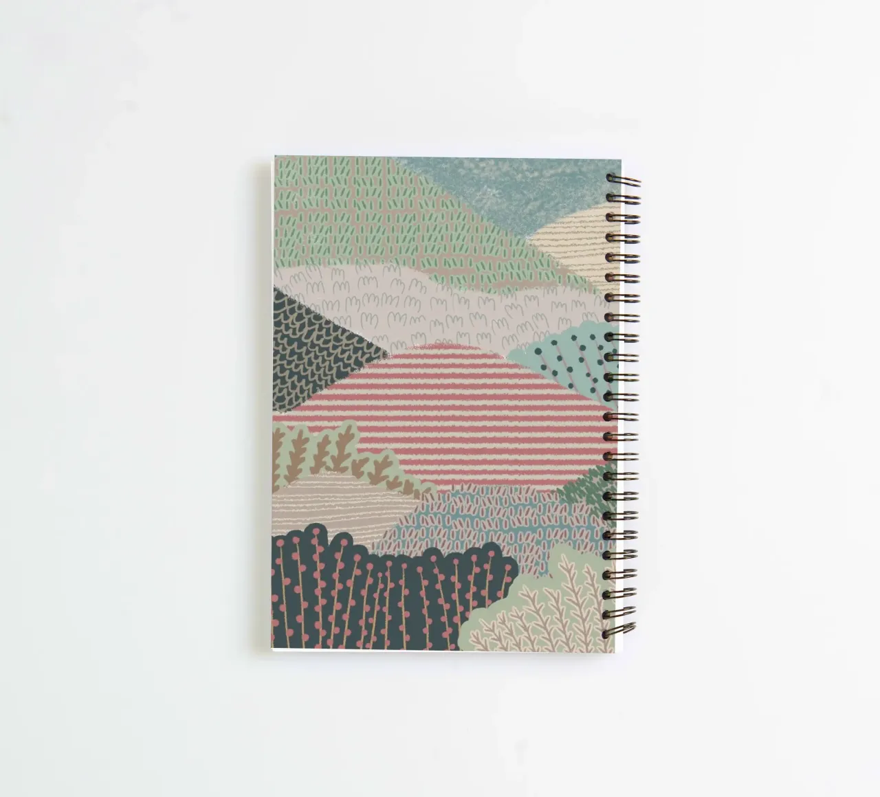 Abstract Patterned Hills - Modern Landscape Art Print spiral notebook by NorwesClub