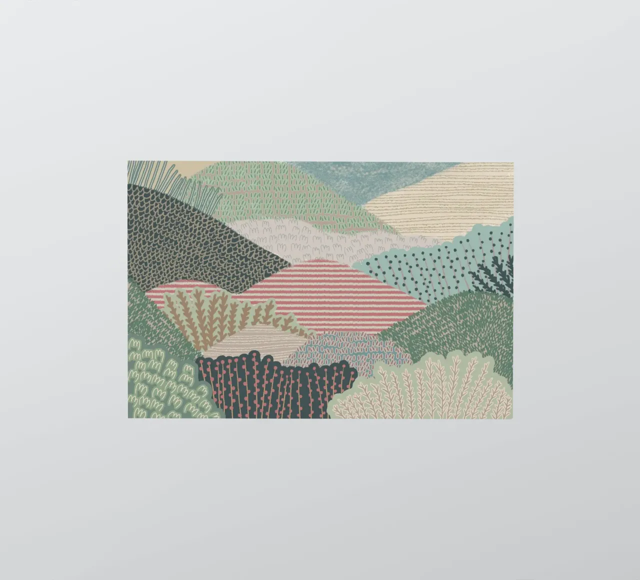 Abstract Patterned Hills - Impresión artística de un paisaje moderno pegatina de NorwesClub