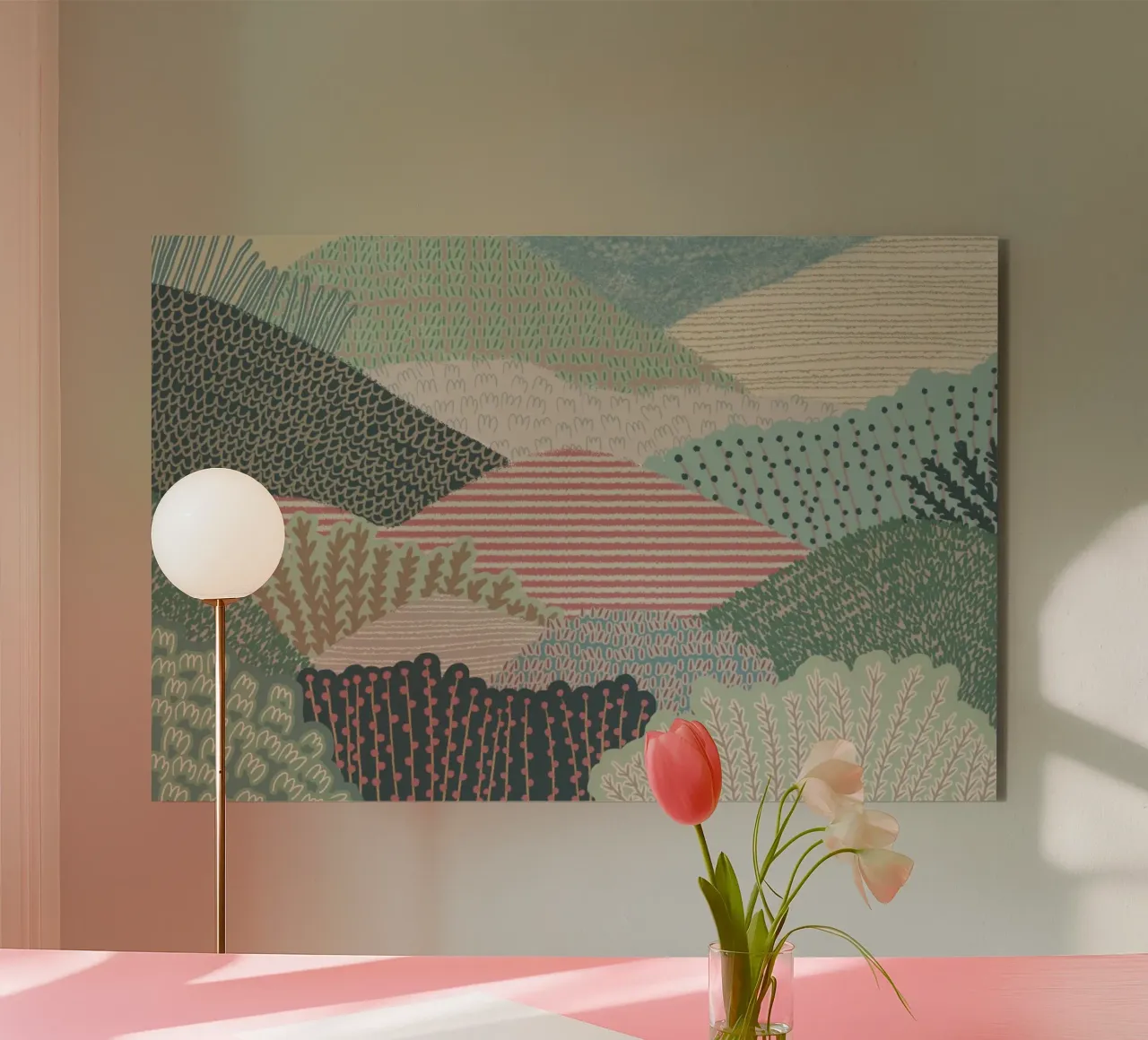 Abstract Patterned Hills - Impresión artística de un paisaje moderno aluminio dibond de NorwesClub
