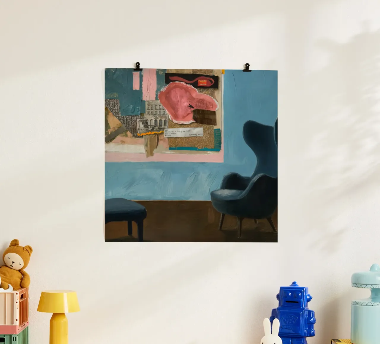 Fenster Serene Aussicht Poster mit Kunststoffrahmen von Opal Strokes