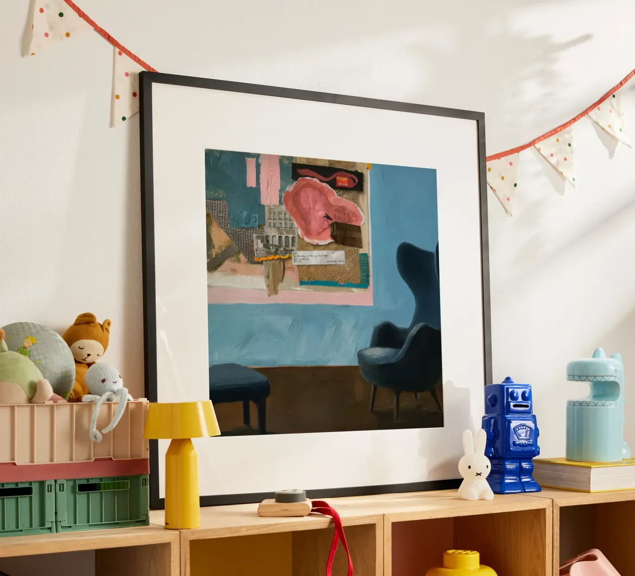 Fenster Serene Aussicht Poster mit Kunststoffrahmen von Opal Strokes