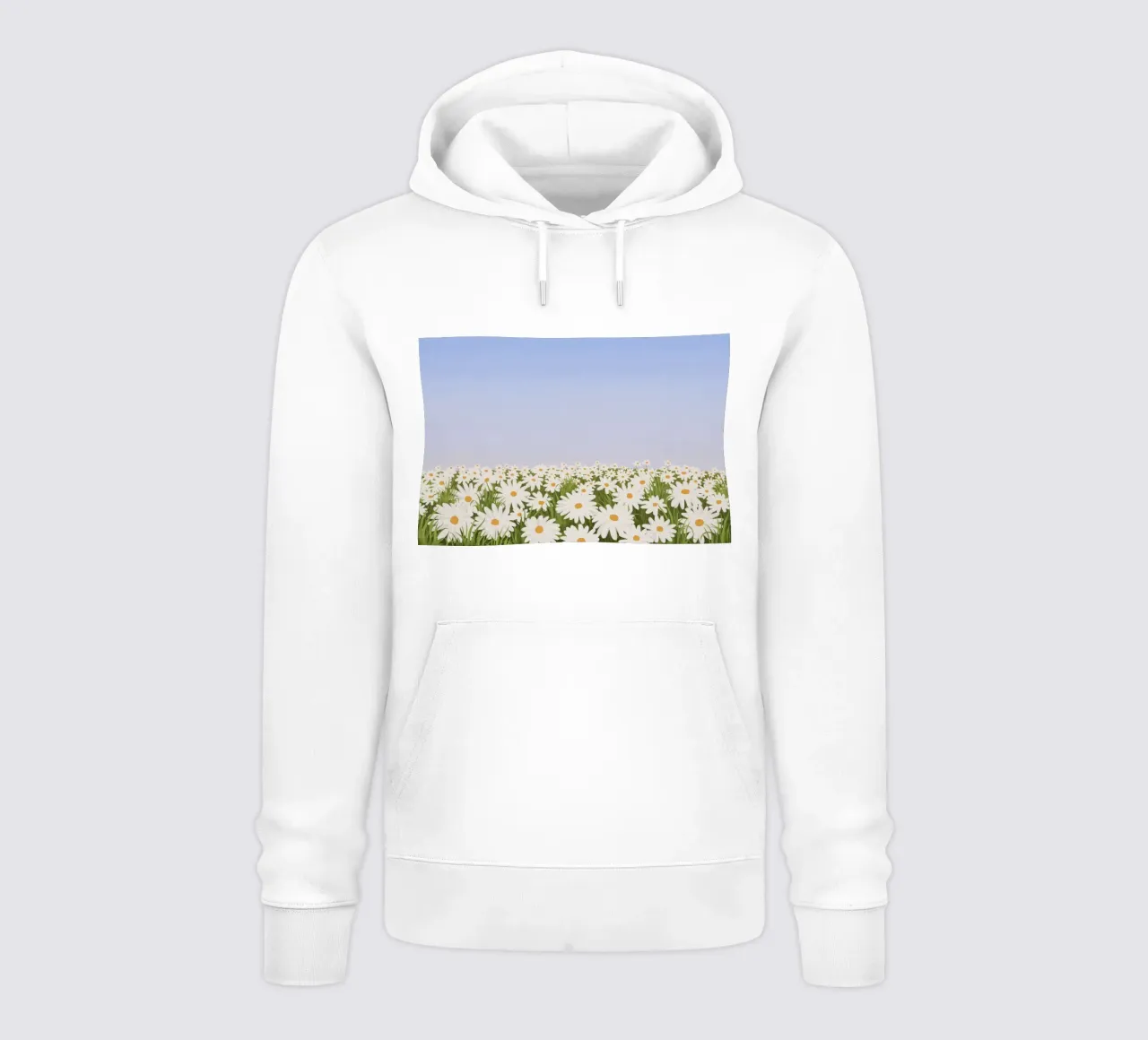Daisy Field Serenity - Stampa floreale minimalista del paesaggio felpa con cappuccio da NorwesClub