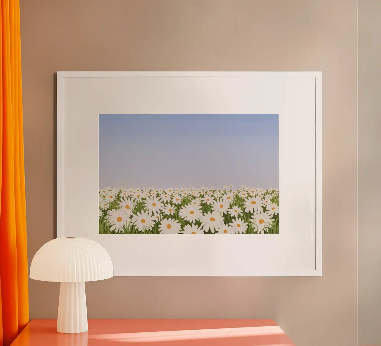 Daisy Field Serenity - Stampa floreale minimalista del paesaggio poster da NorwesClub