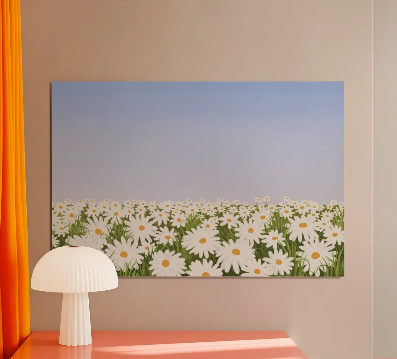Daisy Field Serenity - Stampa floreale minimalista del paesaggio poster da NorwesClub
