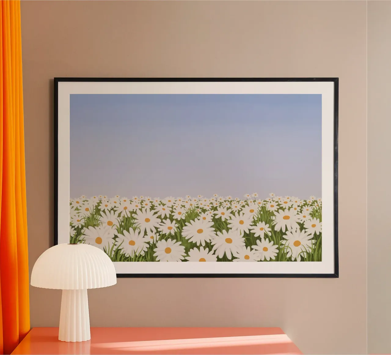 Daisy Field Serenity - Stampa floreale minimalista del paesaggio poster da NorwesClub