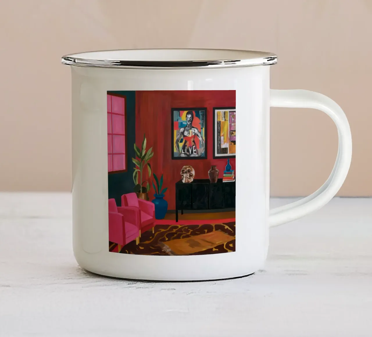 Camera vivace bohémien tazza in smalto da Opal Strokes