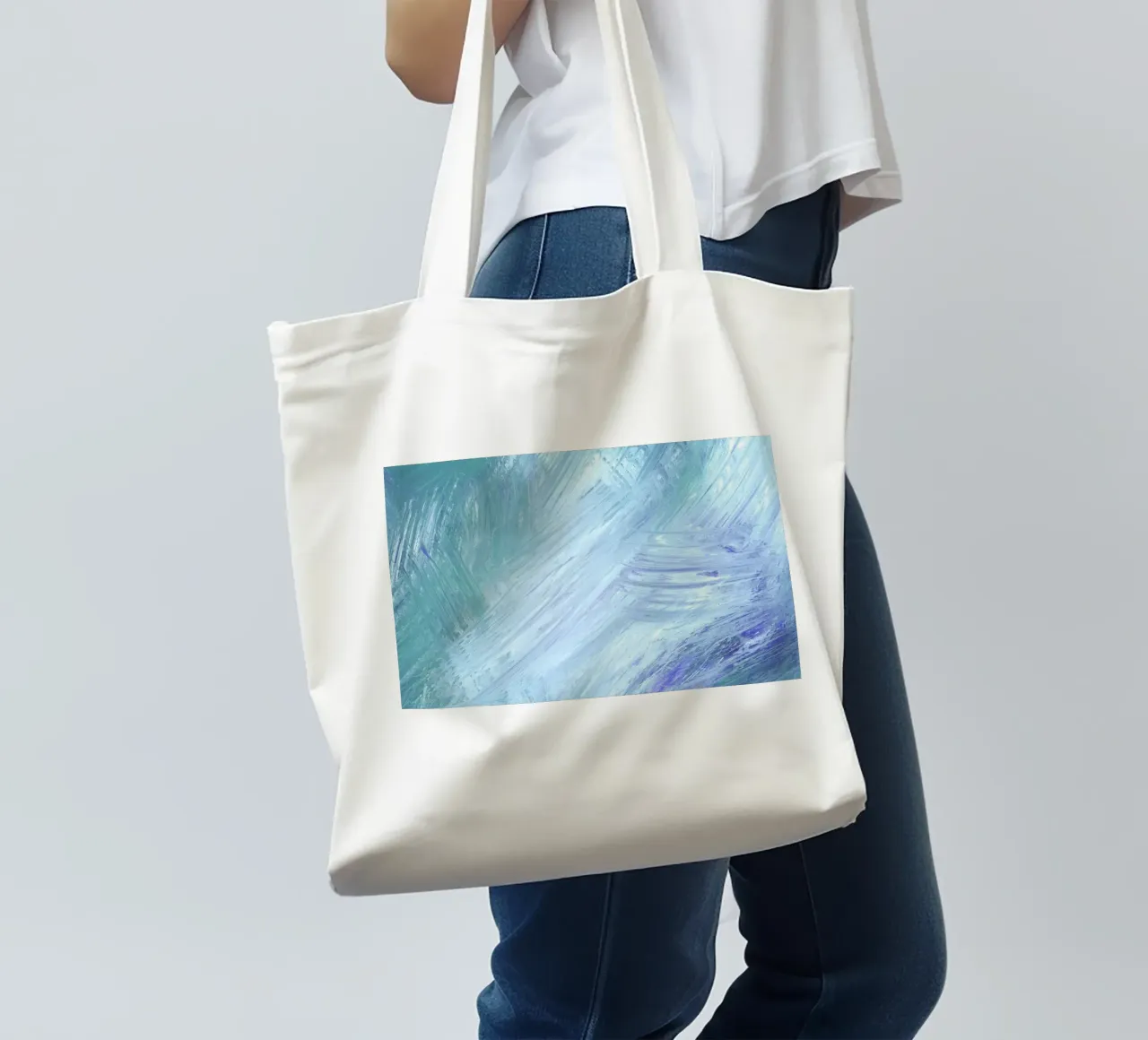 Aqua Lila Abstrakte Striche - Texturierter Moderner Kunstdruck Jutebeutel von NorwesClub