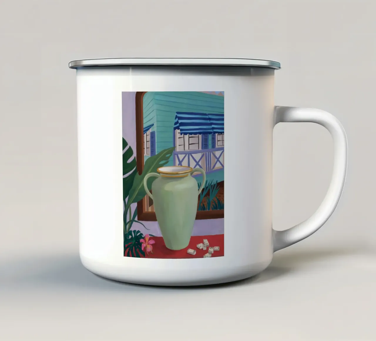 Rassemblement abstrait et chaleureux mug en émail de Opal Strokes