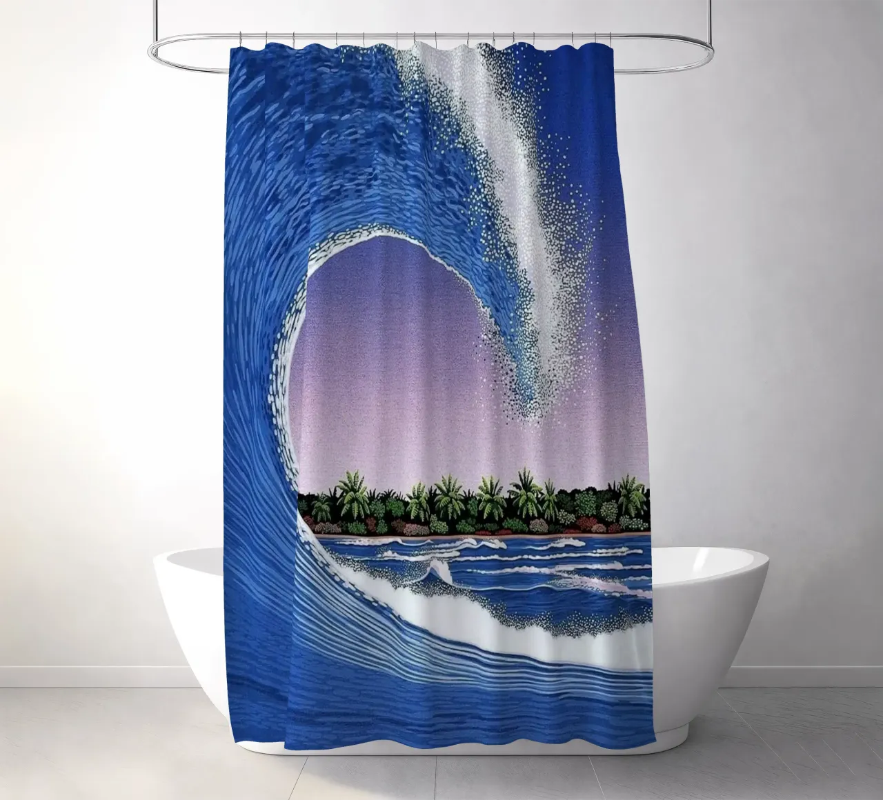 Hiroshi Nagai - The Waves shower curtain by Art In The Sky
