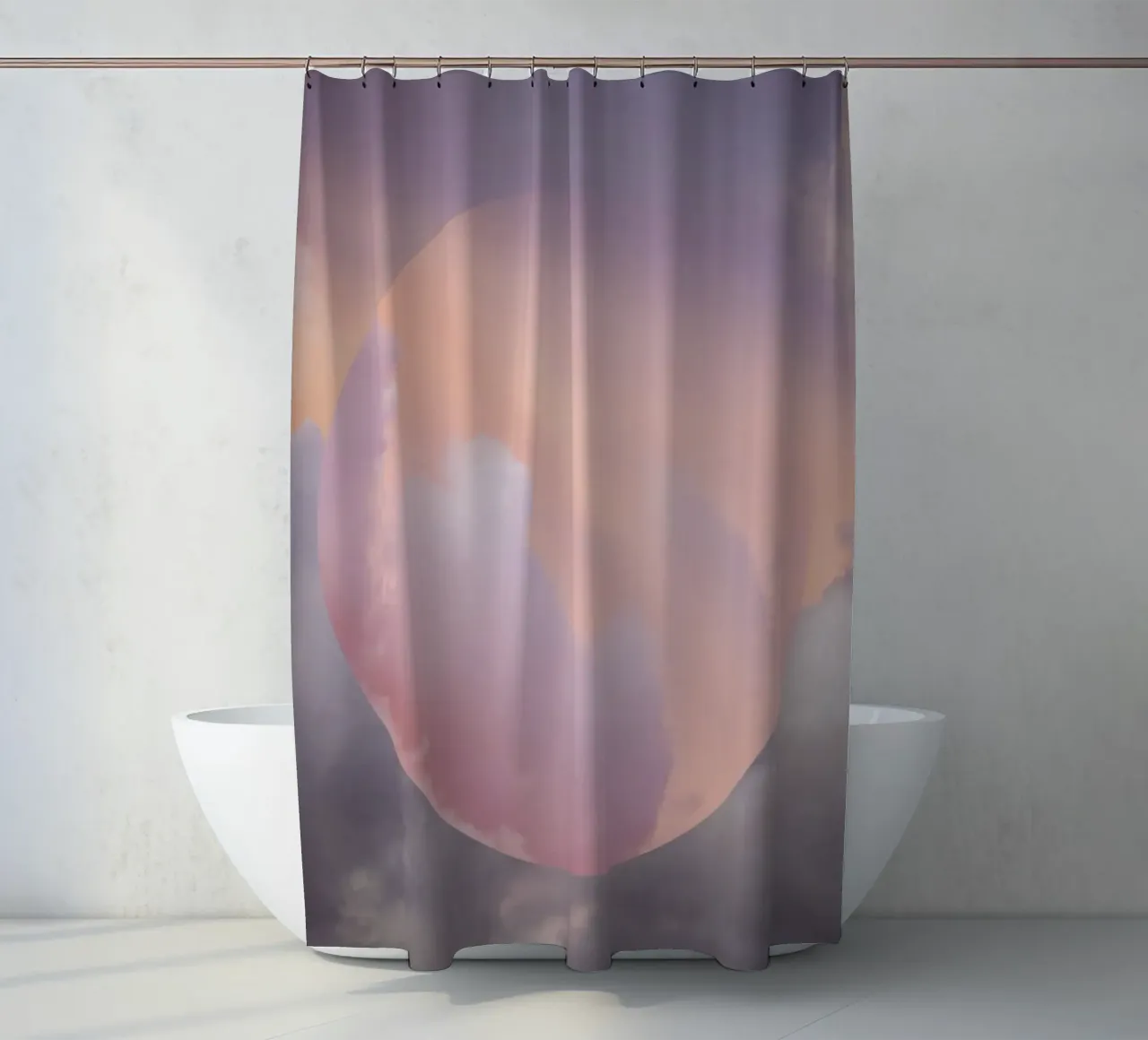 Dreamy Cloud Sphere - Pastel Sky Abstract Art Print shower curtain by NorwesClub