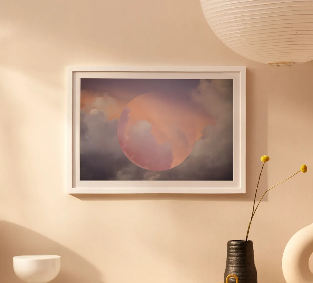 Dreamy Cloud Sphere - Pastel Sky Abstract Art Print hahnemühle by NorwesClub