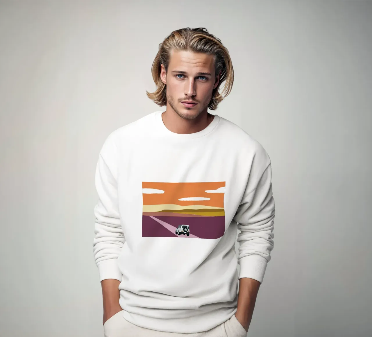 Desert Road Trip - Boho Minimalist Landscape Art Print sudadera de NorwesClub